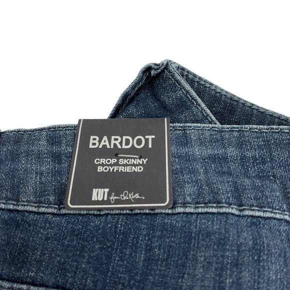 Kut from the Kloth Jeans Womens Sz 2 Blue Bardot Crop Skinny Boyfriend Denim NWT - Picture 5 of 10